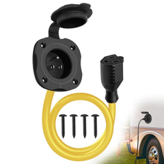 15A AC Port Plug, 125V RV Shore Power Inlet Socket NEMA 5-15 Waterproof Electrical Outlet Receptacle Box with Integrated 16" Extension Cord, Y Splitter Plug for RV/Trailer/Boat