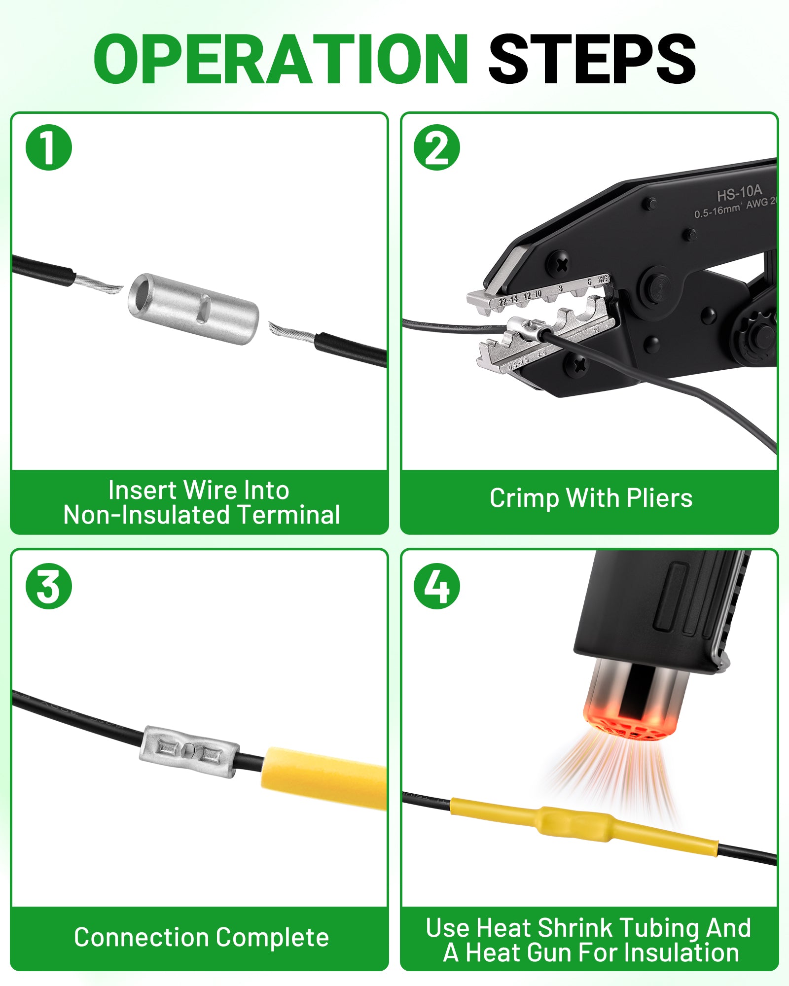 Filluck 307Pcs Non Insulated Butt Connectors Kit, 22-6 Gauge Butt Splice with Heat Shrink Wire Connectors, Storage Case Barrel Connector for Auto Repair, Electrical Appliances DIY, Boats - Filluck