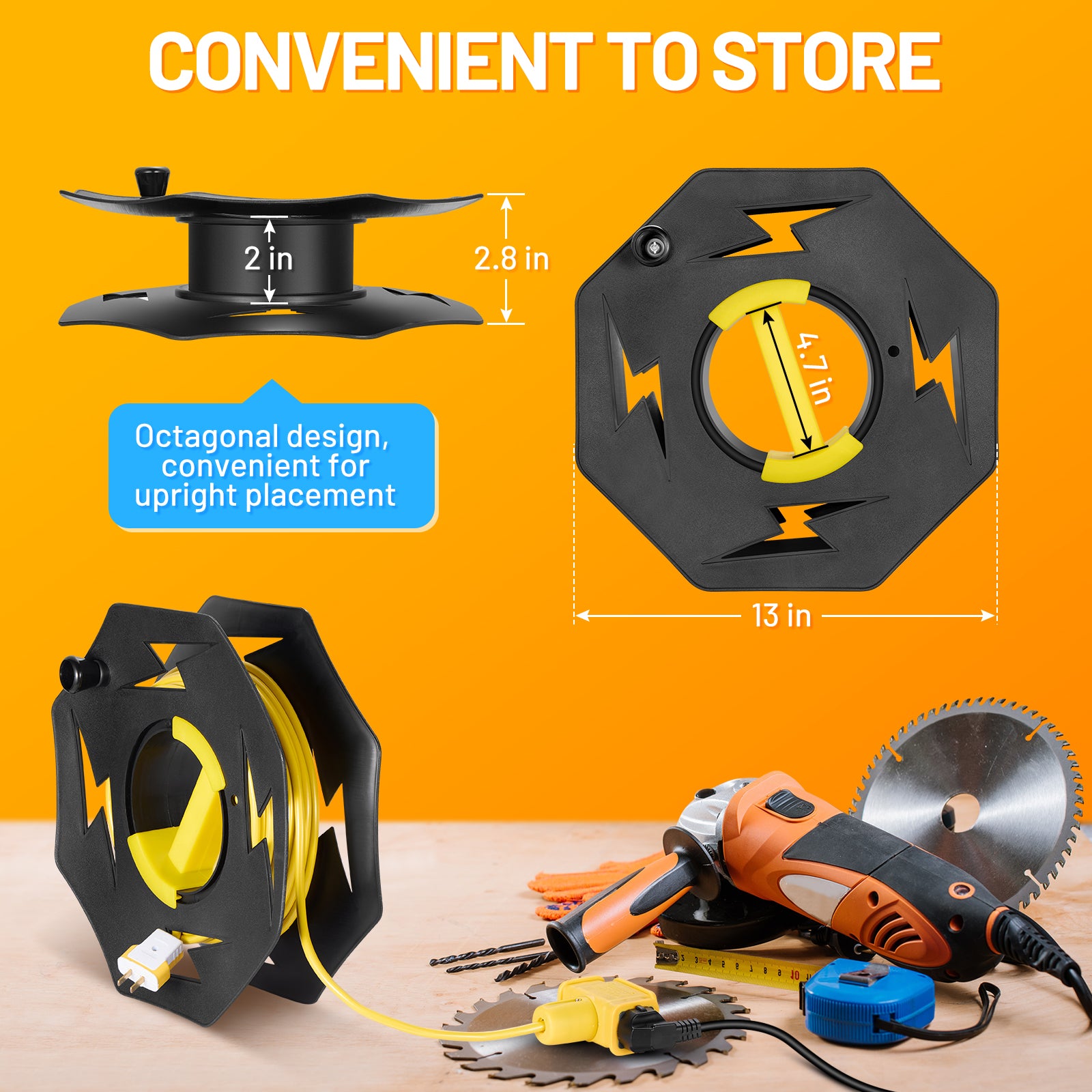 SPEEDWOW Extension Cord Storage Reel, Heavy Duty Open Cord Reel for 12/3,14/3,16/3 Gauge Power Cord, Hand Wind Retractable - Filluck