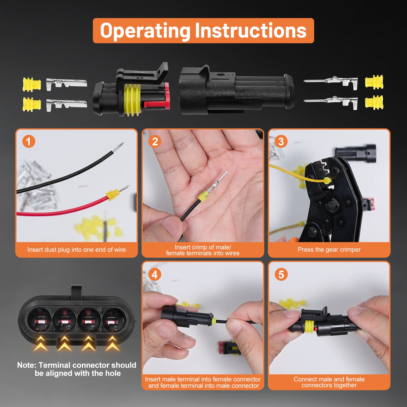 Filluck 763PCS Waterproof Wire Connectors, 41 Sets 1/2/3/4/5/6 Pin Car Electrical Terminal Connectors Kit with 22-16 AWG Wire Crimping Tool for Car Truck Motorcycle Boat Marine - Filluck