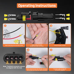 Filluck 763PCS Waterproof Wire Connectors, 41 Sets 1/2/3/4/5/6 Pin Car Electrical Terminal Connectors Kit with 22-16 AWG Wire Crimping Tool for Car Truck Motorcycle Boat Marine - Filluck