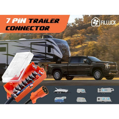 7-Pin/7-Way Trailer Wiring Harness with Junction Box, Heavy Duty, RVIA/NFPA 1192 Certified, Brake Lights & Electric Brake Control Compatible with RV, Camper, Travel Trailer