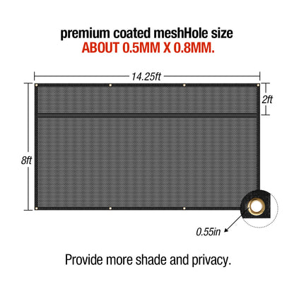 RV Awning Shade Screen with Zipper Black Mesh UV Blocker | Filluck
