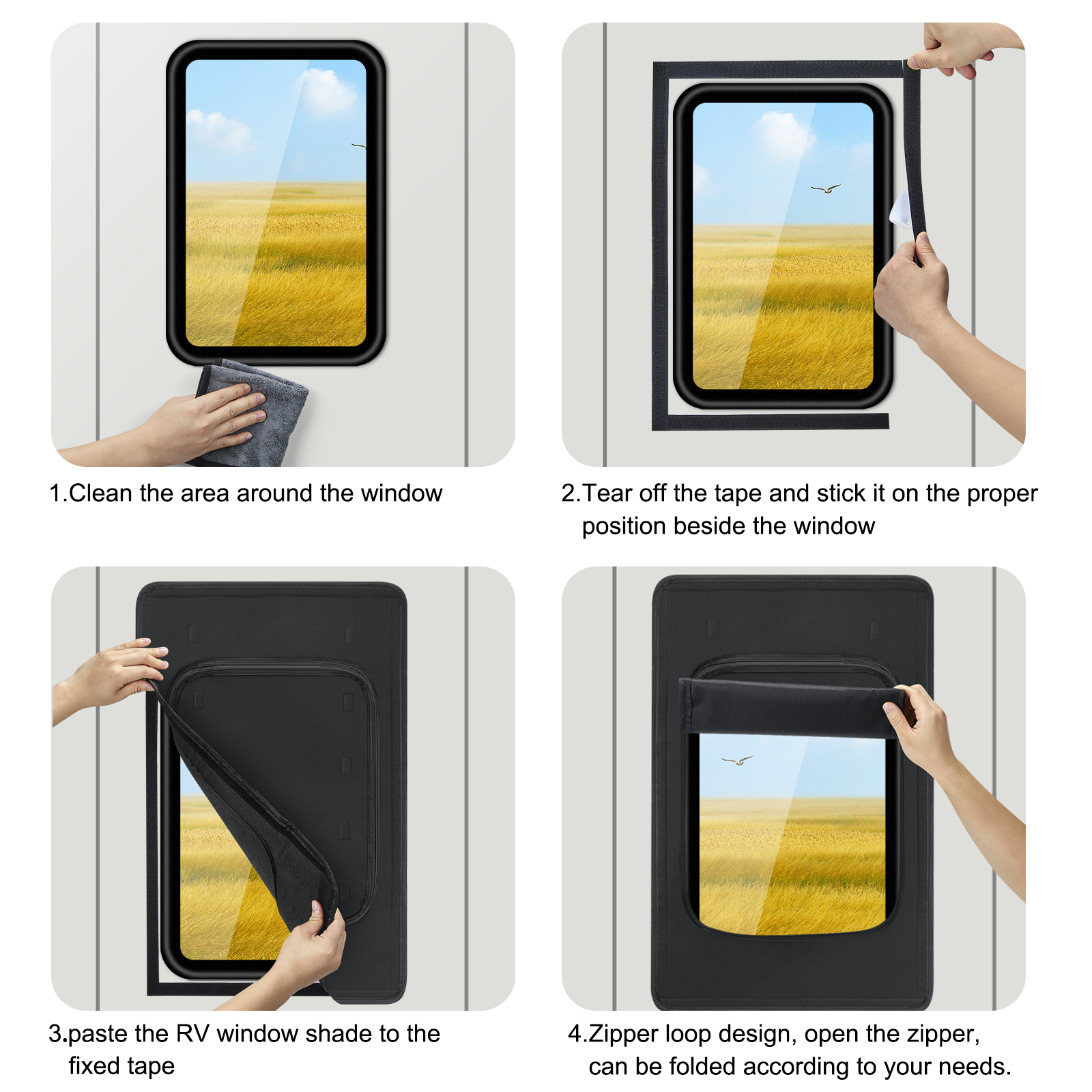 Tohuu RV Door Window Shade 25 x 16 Inches Foldable Total UV