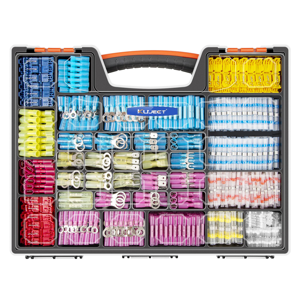 Filluck Ultimate Heat Shrink Wire Connectors, 1500PCS Waterproof Electrical Spade Connectors kit, Insulated Crimp Ring Fork Spade Terminal T-Tap Solder Butt Splice Connector for Marine Boat Truck - Filluck