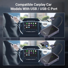 SPBTAR Wireless Carplay Adapter for Cars - Plug and Play USB A/C Dongle Converts Wired to Wireless Carplay, Compatible with Factory Wired Carplay Models (2016+), iOS, Aluminum Alloy - Filluck