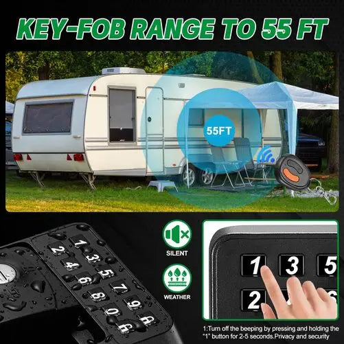 key-fob range to 55 FT